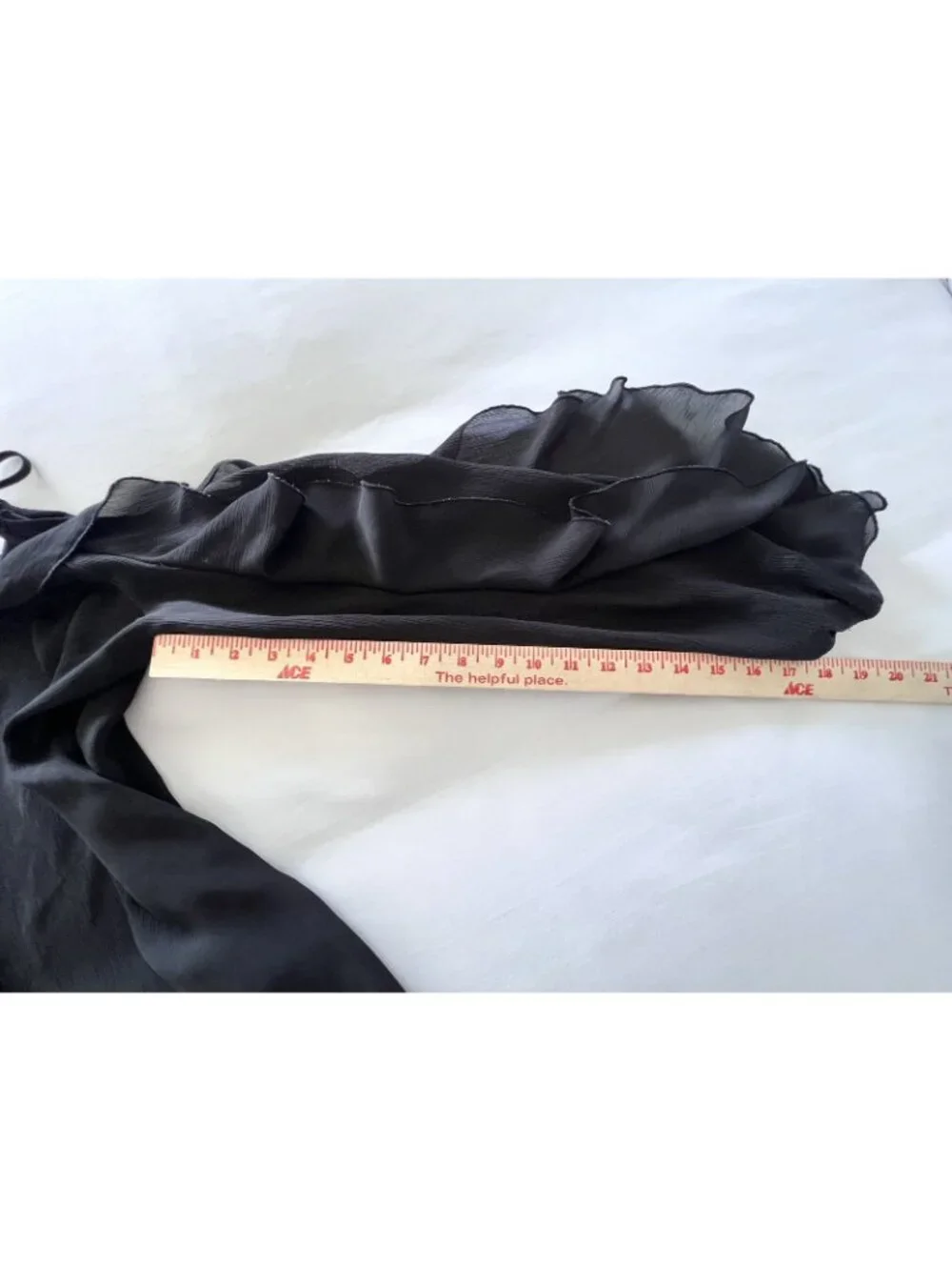 MICHAEL KORS Women's Sz L Black Top Spaghetti Strap Off Shoulder Ruffled Sleeves